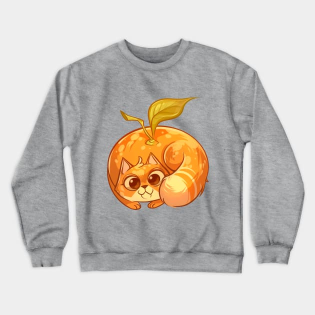 Tangerine Cat Crewneck Sweatshirt by Claire Lin